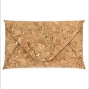 NWT Cork Clutch. Gold accents. Fashionable. Chic